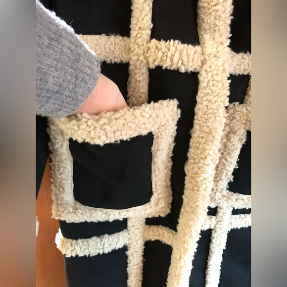 NWT Rebecca Minkoff M Boho Vegan Suede Shearling Wool Designer Coat Black $398 - Picture 9 of 15